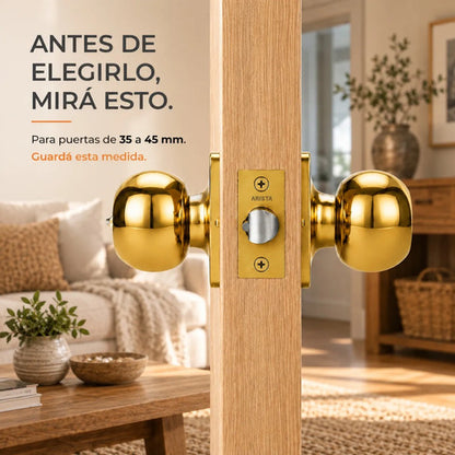 Cerradura De Pomo Con Llave Para Puertas De Interior Dorado