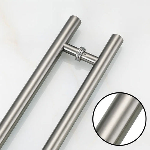Manijón Doble 35cm Cilíndrico Acero Para Puerta Plateado
