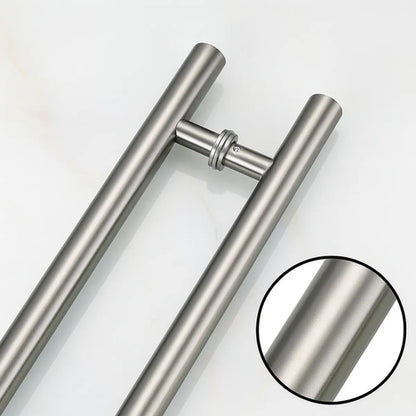 Manijón Doble 35cm Cilíndrico Acero Para Puerta Plateado