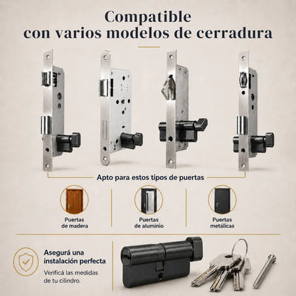 Cilíndro Universal 70mm, Reforzado Con Perilla Interior Negro
