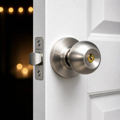 Cerradura De Pomo Con Llave Para Puertas De Interior Acero