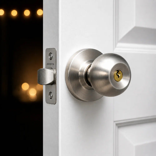 Cerradura De Pomo Con Llave Para Puertas De Interior Acero
