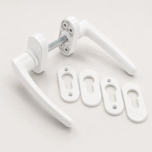 Manija Reversible Con Bocallave Para Puerta De Aluminio Blanco