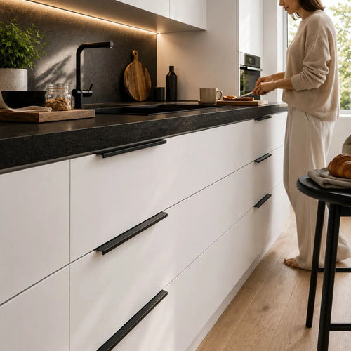 Tirador Uñero 15cm Para Cajón Puerta Mueble Negro Evans