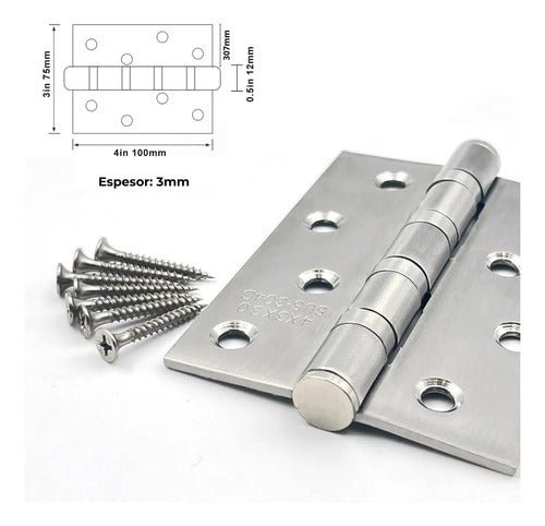 Pack X3 Bisagras 4x3x3mm Acero Inoxidable Rulemán Reforzada