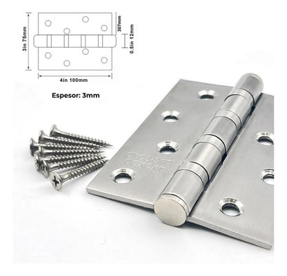Pack X3 Bisagras 4x3x3mm Acero Inoxidable Rulemán Reforzada
