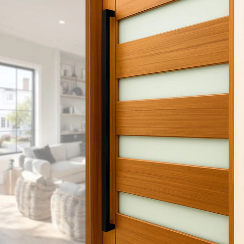 Manijón Doble Acero Inox Cuadrado Para Vidrio O Madera 120cm Negro