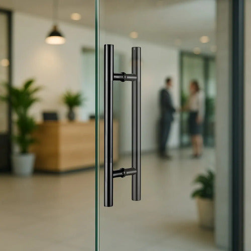 Manijón Doble 50cm Cilíndrico Acero Para Puerta Negro