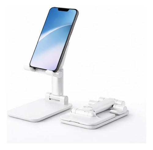 Soporte Plegable Para Celular De Escritorio Ajustable Blanco