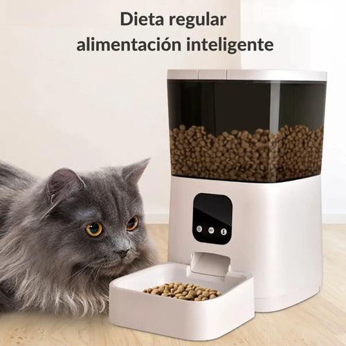 Dispensador Smart Para Mascotas Con Camara, Microfono Y Wifi Blanco