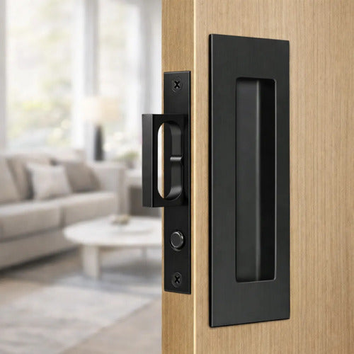 Manija Embutida Pocket Para Puerta Corrediza Interior Negro