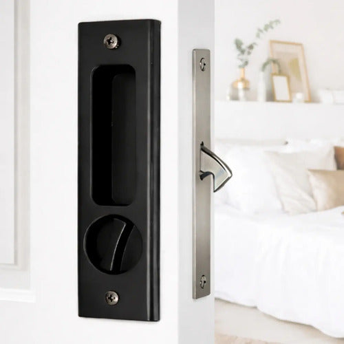 Cerradura Para Puerta Corrediza Tipo Granero  Negro