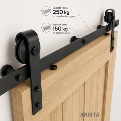 Kit Riel Granero 1,5m Para Puerta Corrediza Negro