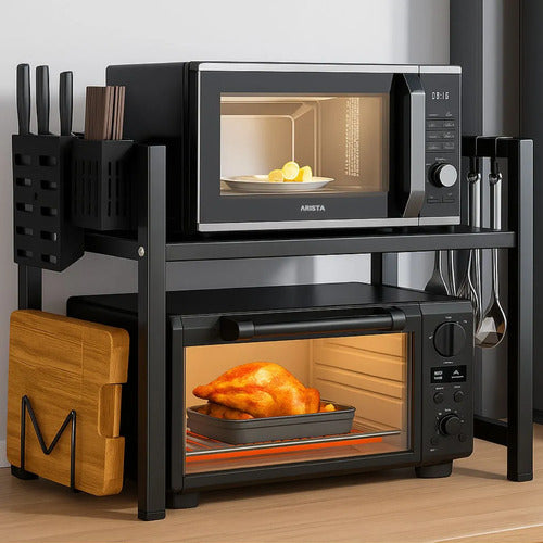 Rack Organizador Ajustable Para Microondas Estante Cocina Negro