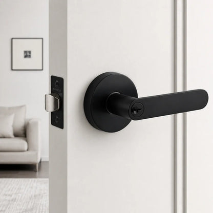 Manija Línea Bella Para Puerta Interior O Exterior Con Llave Negro Satinado