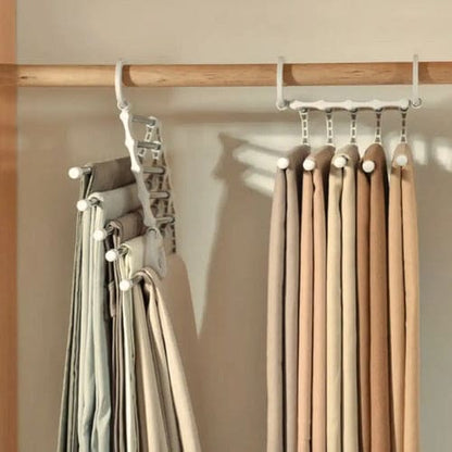 Organizador De Pantalones Colgante Plegable 5 Barras 5 Set Blanco Y Metal