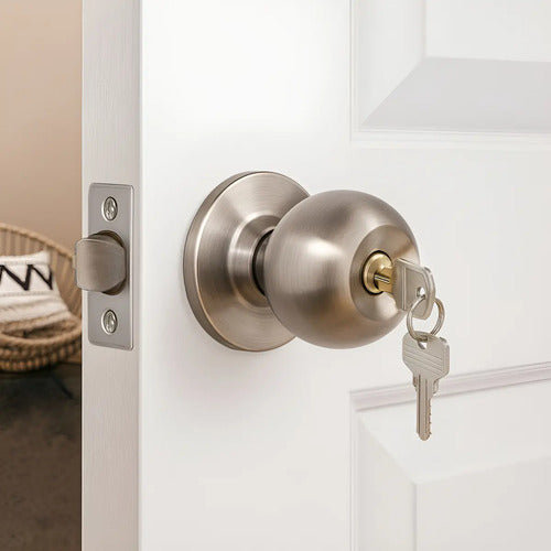 Cerradura De Pomo Con Llave Para Puertas De Interior Premium Acero