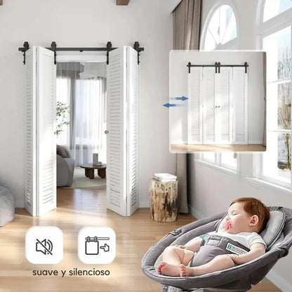Kit Granero Completo Para 2 Puertas Corredizas Plegables