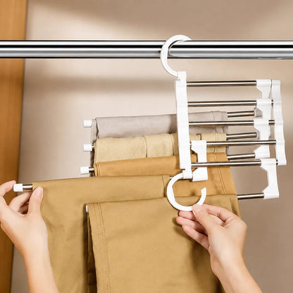 Organizador Pantalones X3 Plegable Colgante 5 Barras Blanco