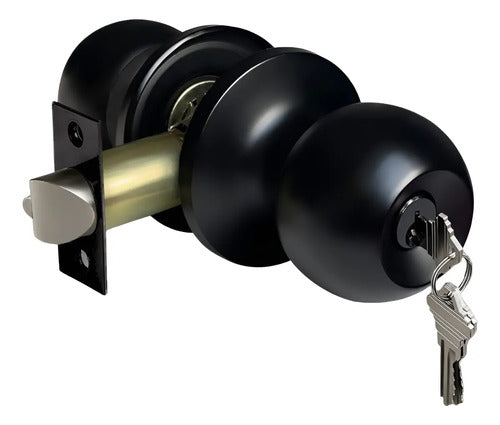 Cerradura De Pomo Con Llave Para Puertas De Interior Negro