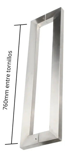 Manijón Doble Acero Inox Cuadrado Para Vidrio O Madera 80cm Satinado