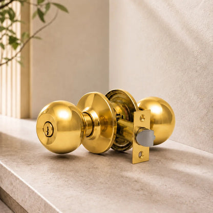 Cerradura De Pomo Con Llave Para Puertas De Interior Dorado