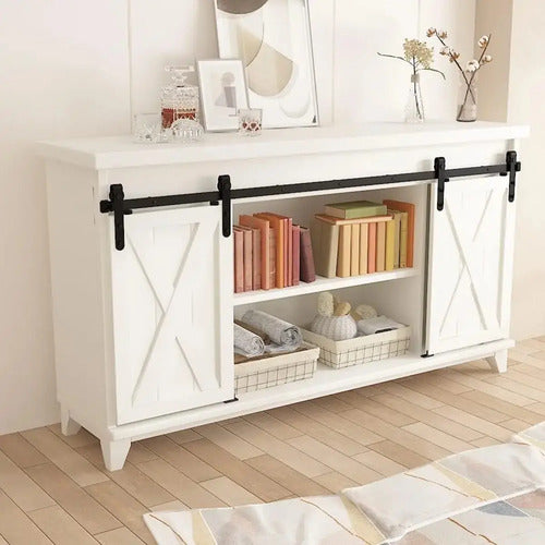 Kit Riel Corredizo Doble Para Bajo Mesada Y Racks 2 Puertas Negro