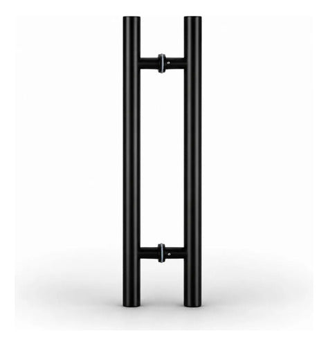 Manijón Doble 50cm Cilíndrico Acero Para Puerta Negro