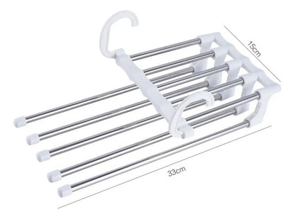 Organizador De Pantalones Colgante Plegable 5 Barras 3 Set Blanco Y Metal