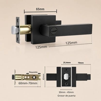 Manija Gloss Sin Llave Para Puerta Interior Exterior Negro