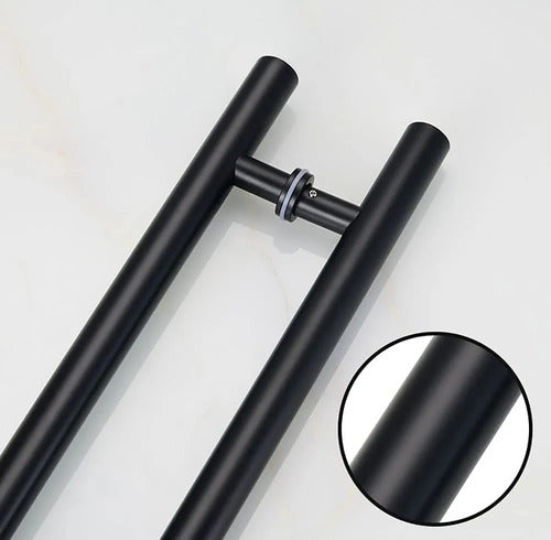 Manijón Doble 35cm Cilíndrico Acero Para Puerta Negro