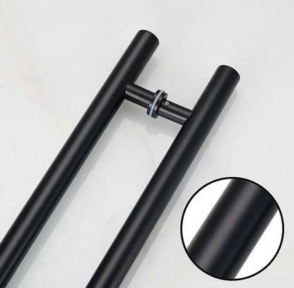 Manijón Doble 35cm Cilíndrico Acero Para Puerta Negro