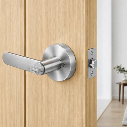 Manija Línea Bella Para Puerta Interior O Exterior Con Llave Acero Plateado