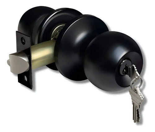 Cerradura De Pomo En Acero Laqueado Negro Con Llave Negro