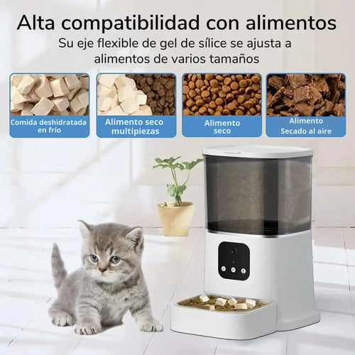 Dispensador Smart Para Mascotas Con Camara, Microfono Y Wifi Blanco