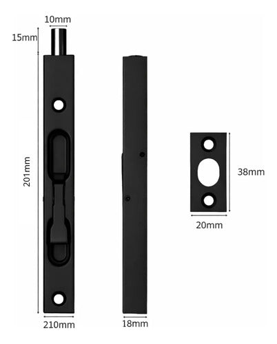 Pasador De Canto Embutido 200mm Acero Inoxidable Negro