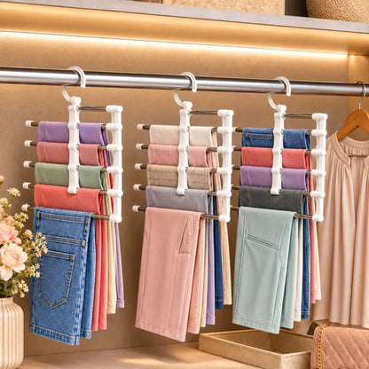 Organizador Pantalones X3 Plegable Colgante 5 Barras Blanco
