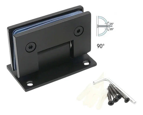Bisagra 90° Mampara Vidrio 6-12mm Acero Negro