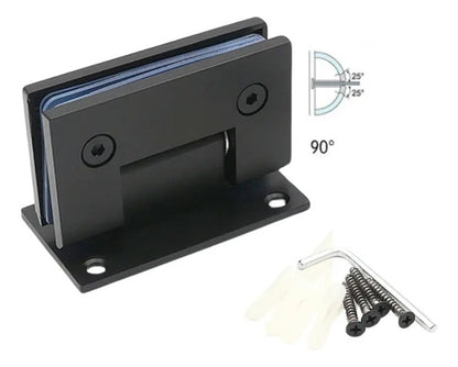 Bisagra 90° Mampara Vidrio 6-12mm Acero Negro