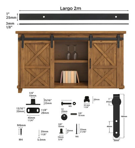 Kit Riel Corredizo Doble Para Bajo Mesada Y Racks 2 Puertas Negro