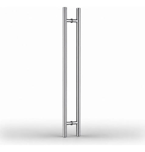 Manijón Doble 150cm Cilíndrico Acero Para Puerta Plateado