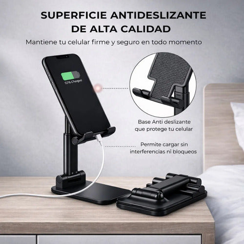 Soporte Plegable Para Celular De Escritorio Ajustable Negro