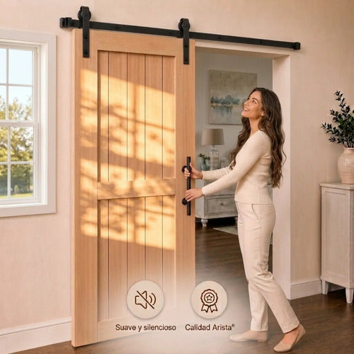 Kit Riel Granero 1,5m Para Puerta Corrediza Negro