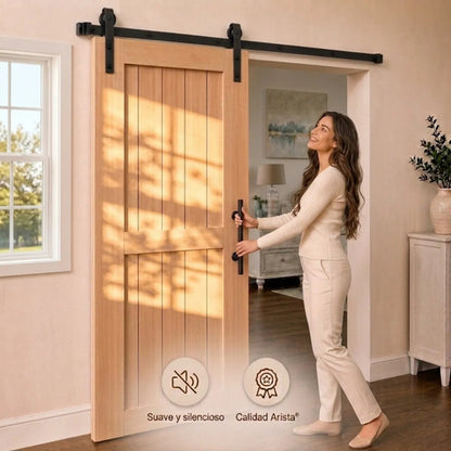 Kit Riel Granero 1,5m Para Puerta Corrediza Negro
