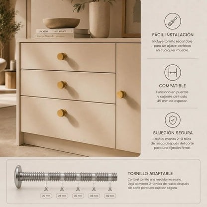 Tirador Perilla Macizo Dorado Para Cajón Puerta Mueble Dorado Oscuro Evans