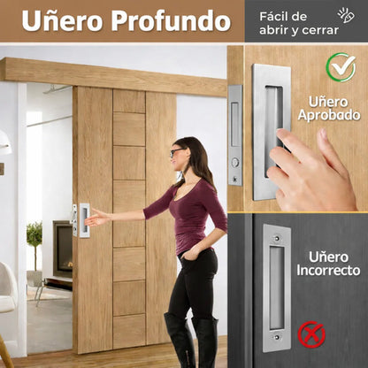 Manija Embutida Pocket Para Puerta Corrediza Interior Plateado