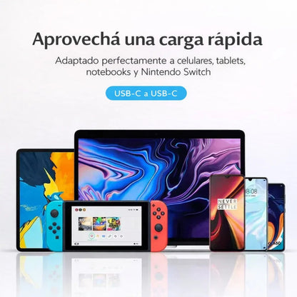 Cargador 35w Carga Súper Rápida Usb-c Con Cable Reforzado Blanco