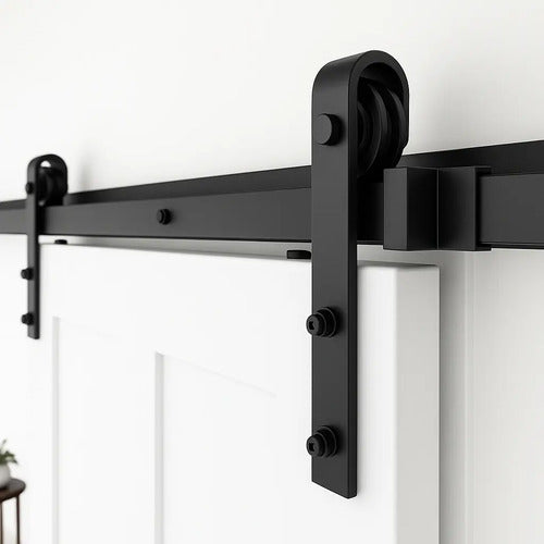 Kit Riel Granero Completo Para Puerta Corrediza 1,5 Metros Negro