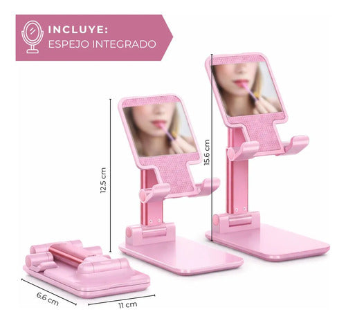 Soporte Plegable Para Celular De Escritorio Ajustable Rosado