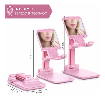Soporte Plegable Para Celular De Escritorio Ajustable Rosado